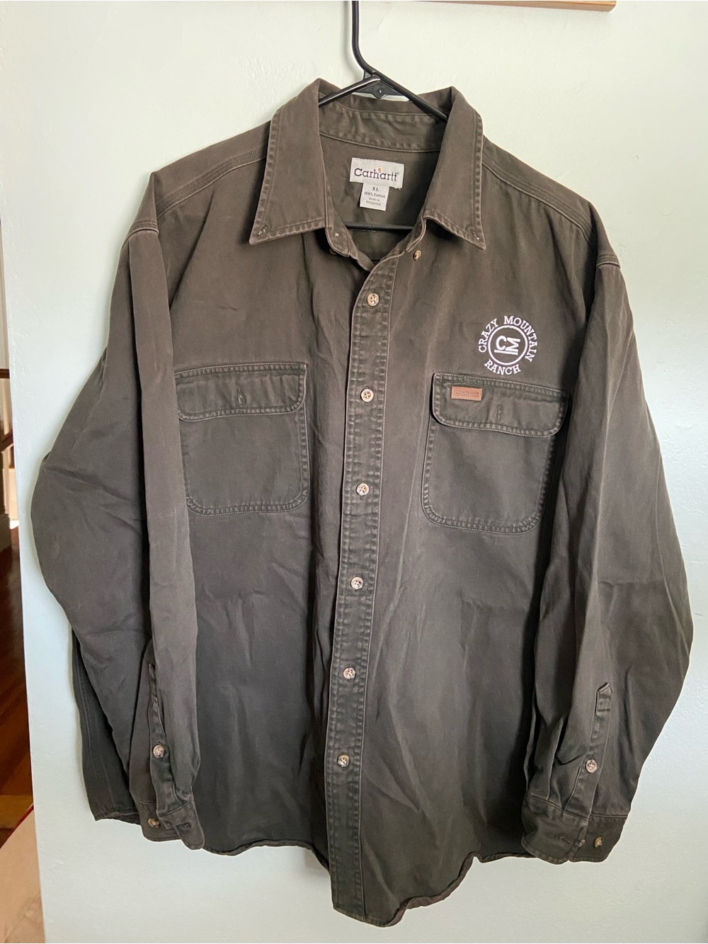 Carhartt Dark Brown Button-Front Work Shirt Jacket